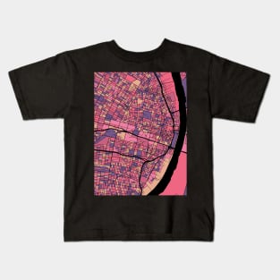 St. Louis Map Pattern in Purple & Pink Kids T-Shirt